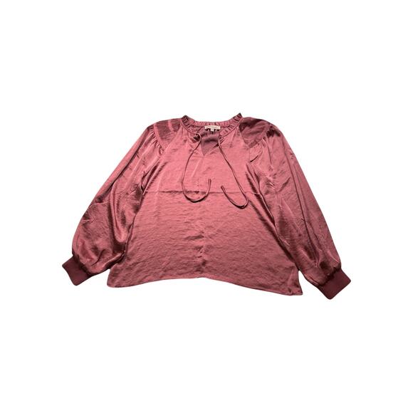 Philosophy Republic Clothing Pink Solid Ruffle Long‎ Sleeves Blouse Poly M (275) - Picture 2 of 10